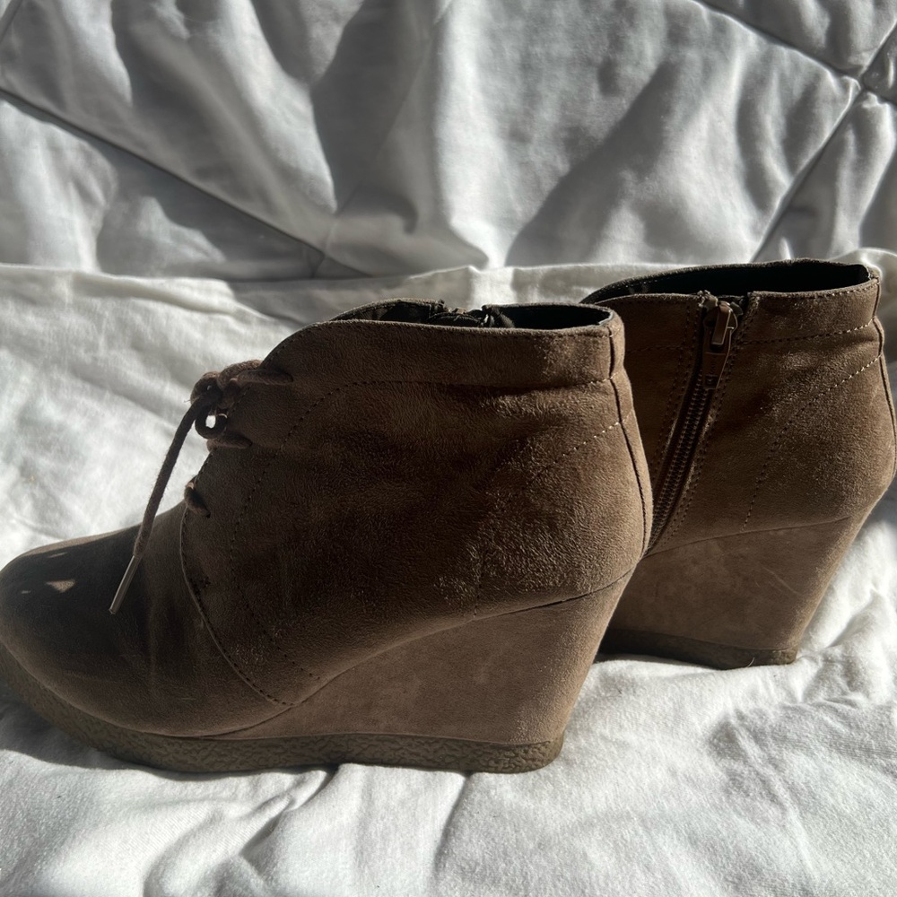 Merona Dark Brown Suede Wedge Booties